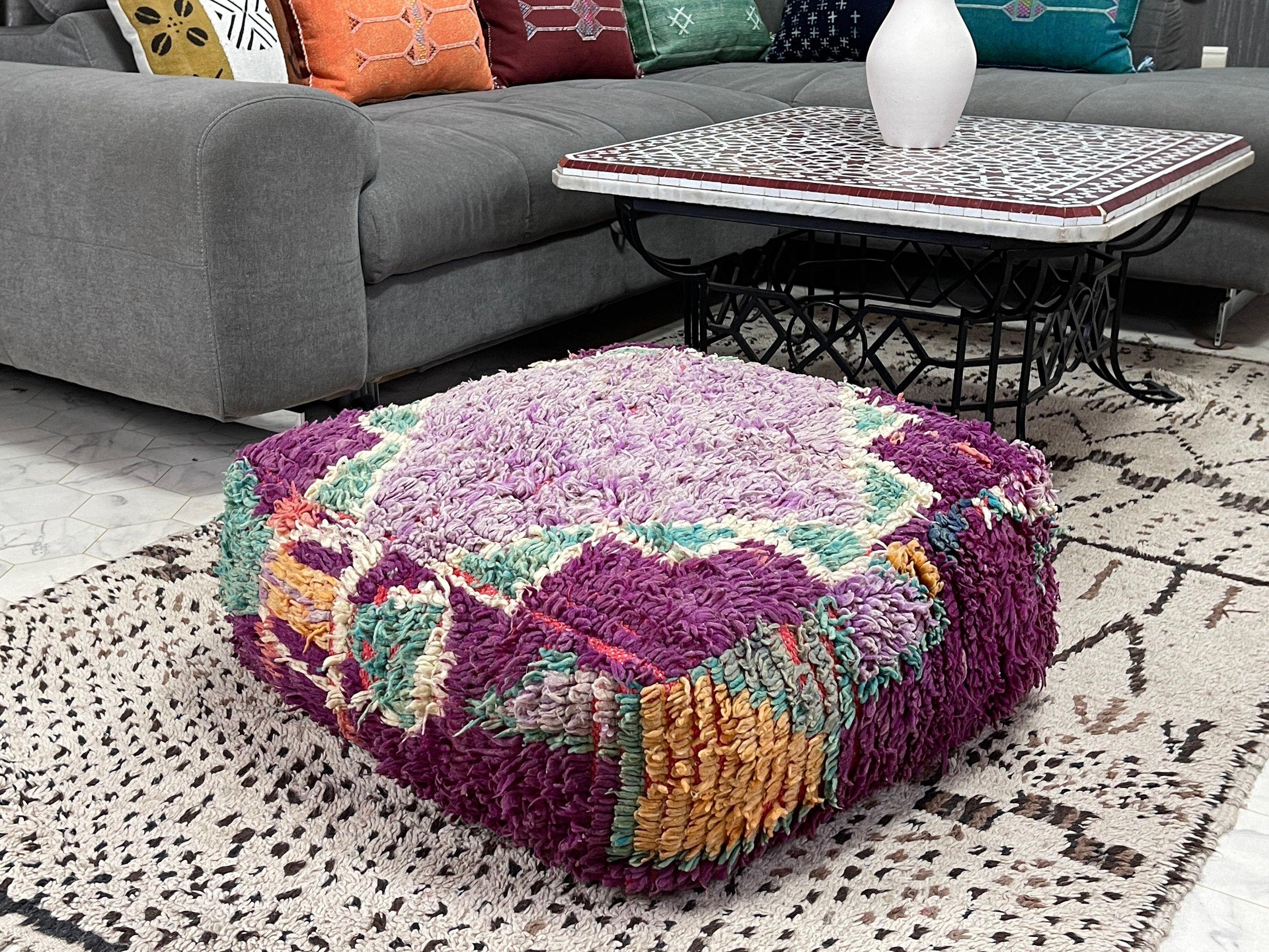 Kilim square ottoman cushion hotsell cover pouf - Berber Moroccan Floor cushion - sofa pillow - Pouf Cover