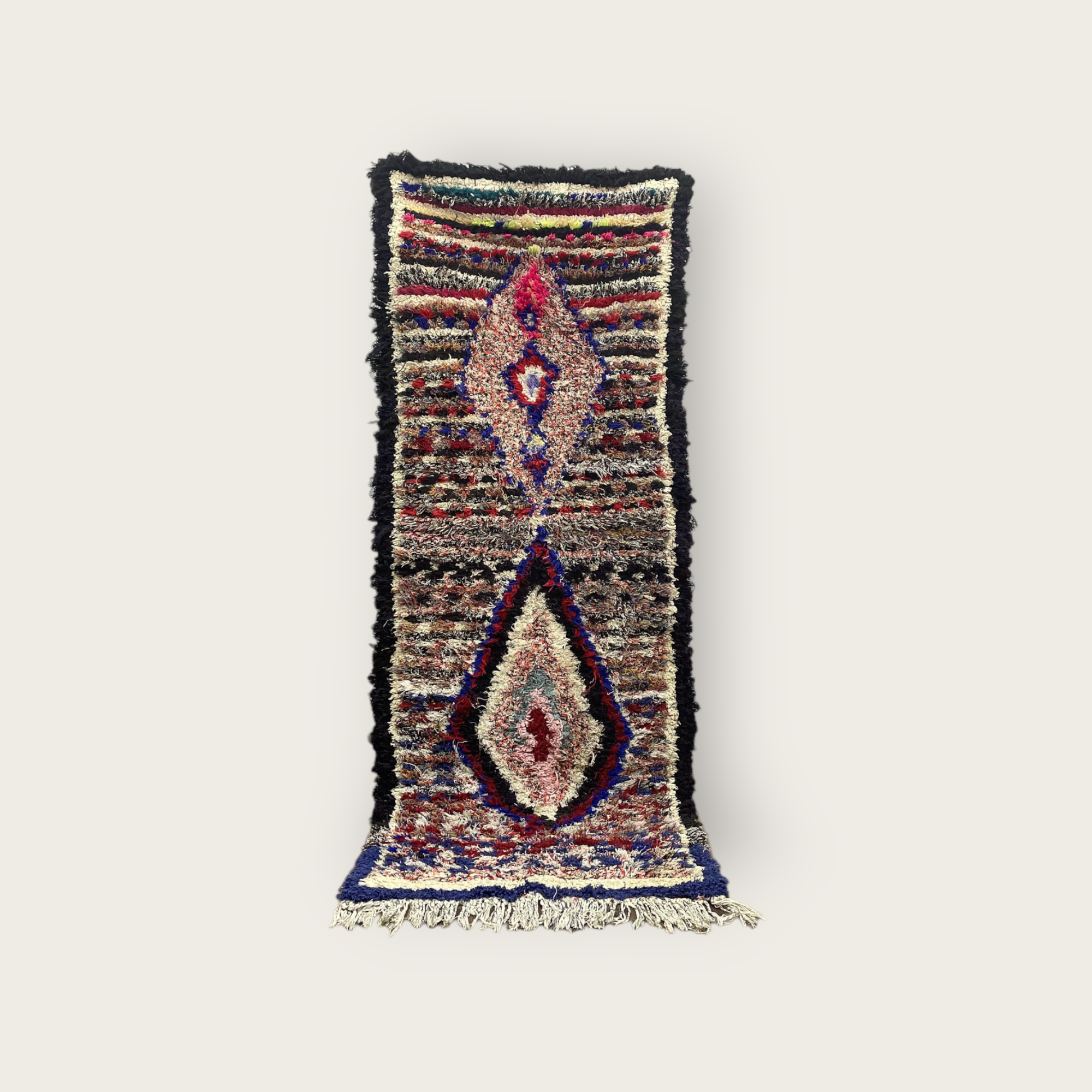 2x7 ft Wool Floor Runner Rug - Moroccan Vintage Berber Carpet -Handmade Kitchen Decor For Womens Office Aesthetic