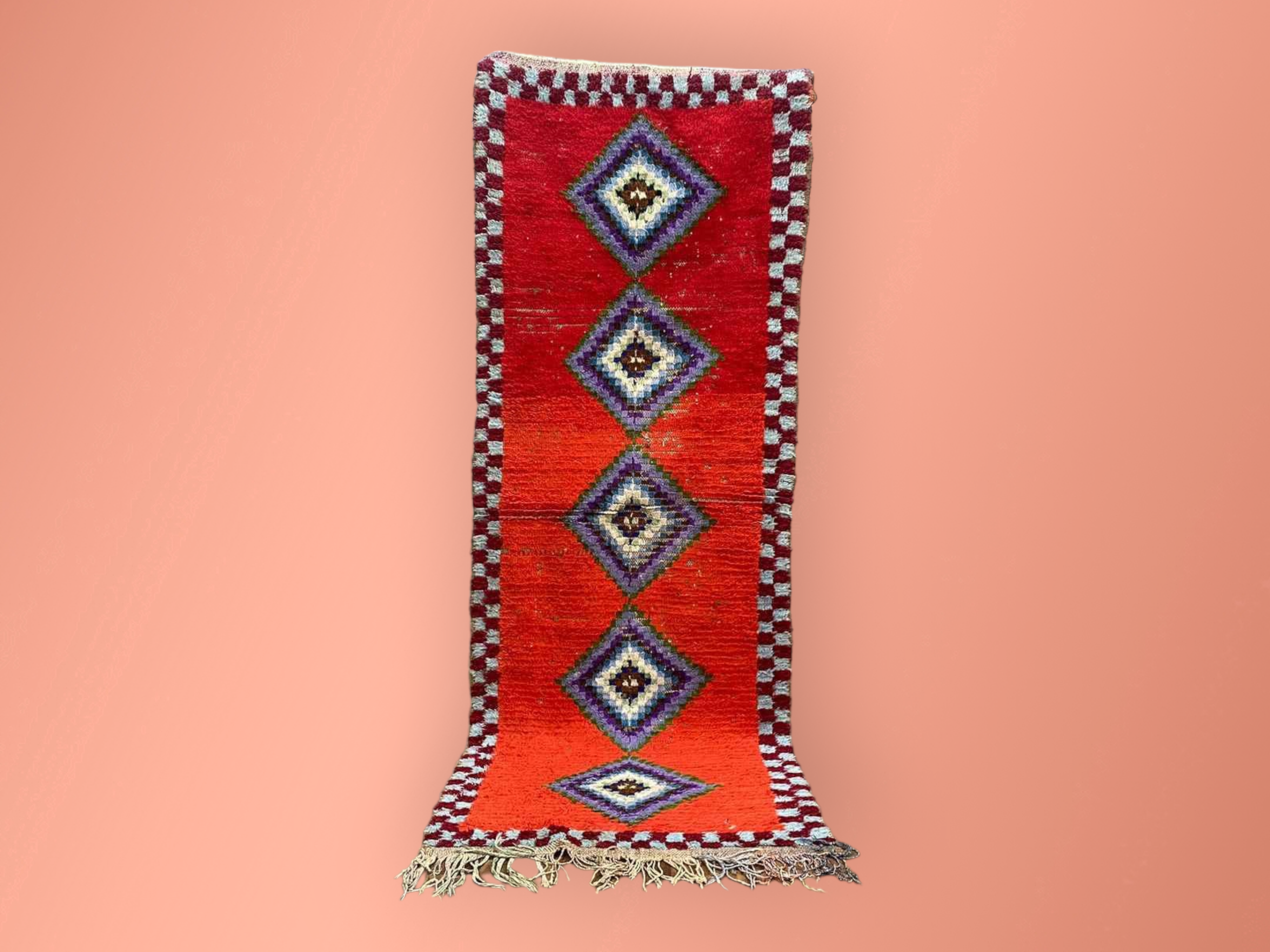 2.5x7 ft Berber Moroccan Rug Runner - Colorful and Gorgeous Beni Ourain Runner for Kitchen Decor