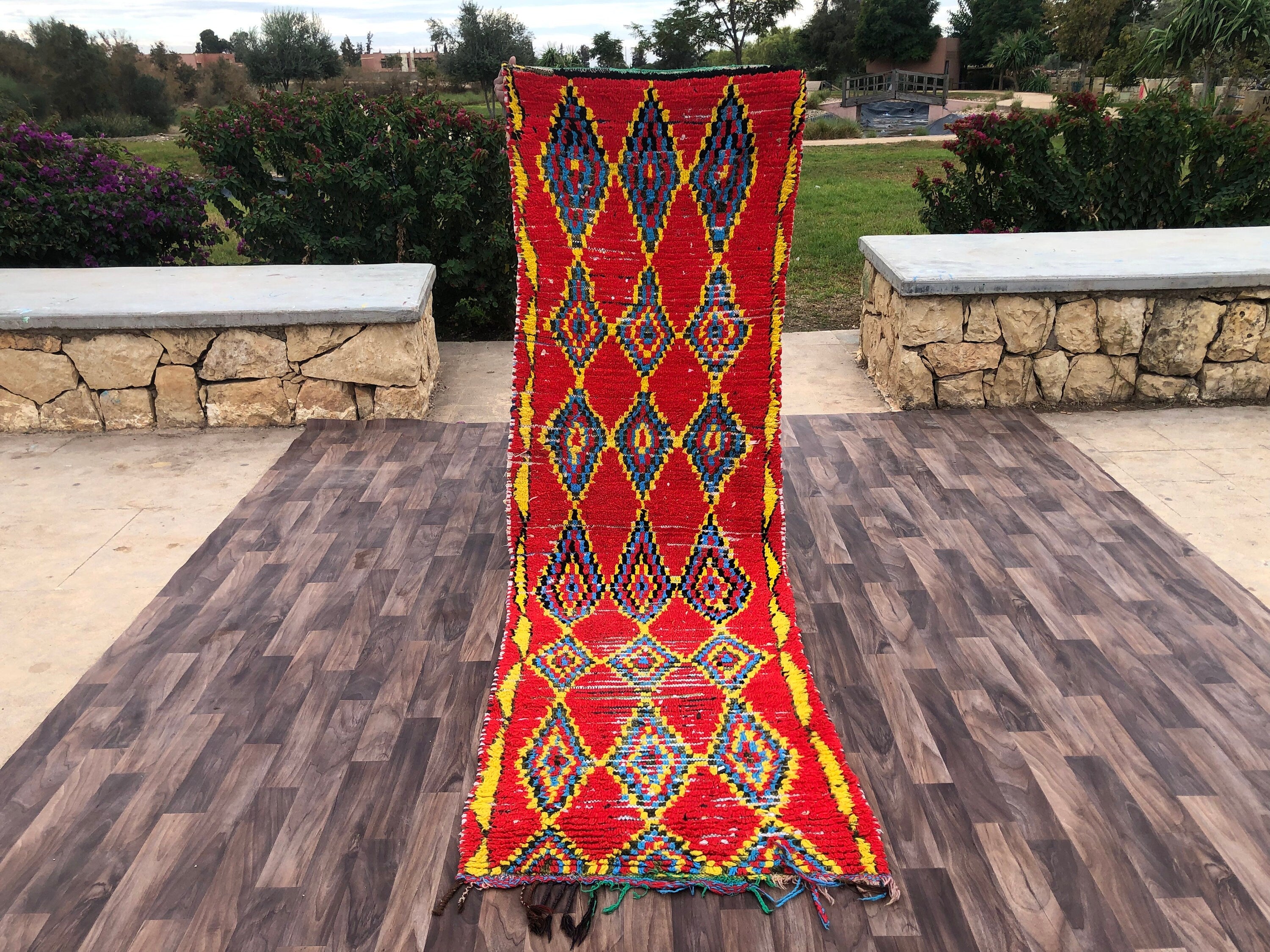 2.5x8.4ft Handcrafted Boujaad Rug  Unique