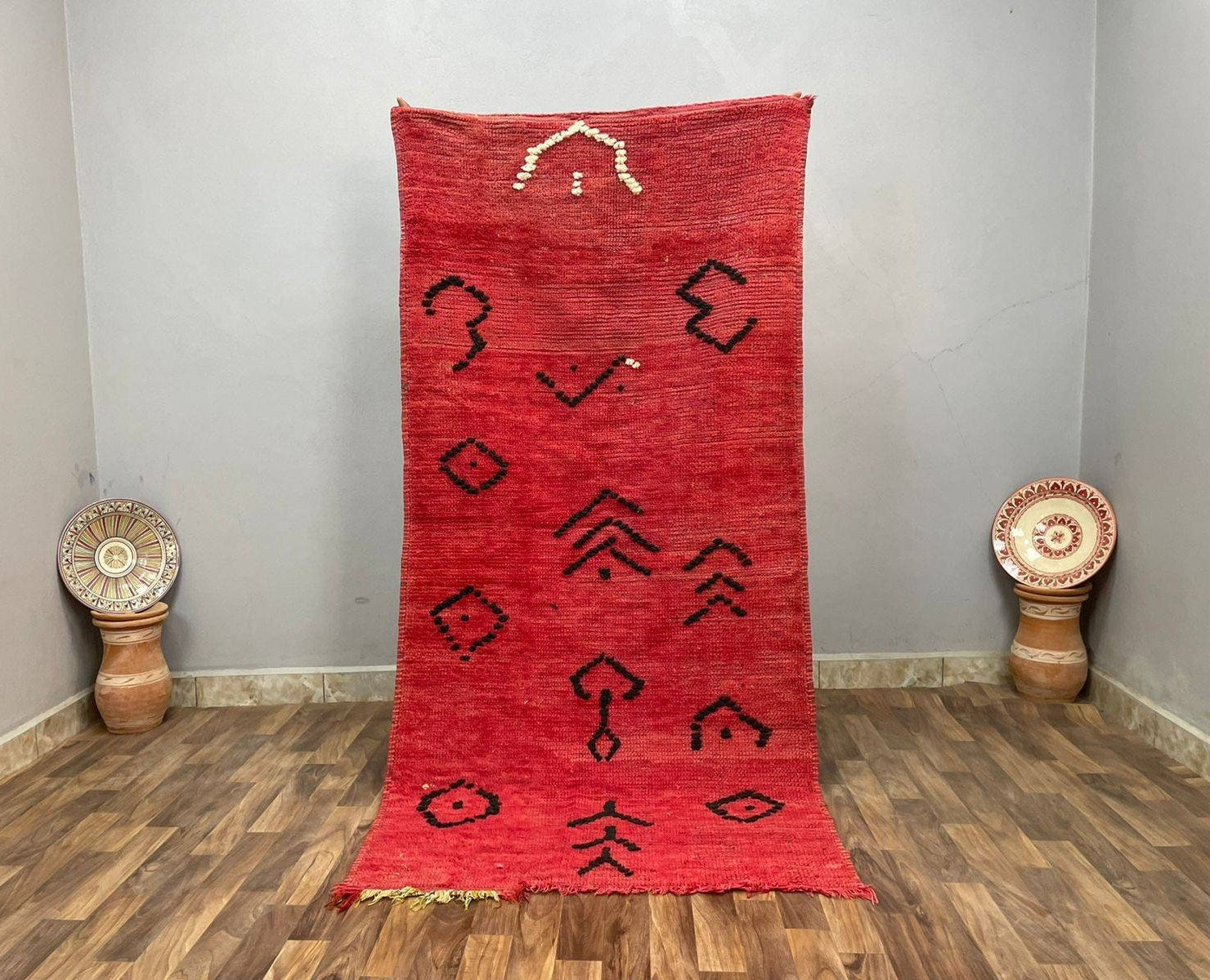 3x7ft Vintage Marokkanischer Teppich Colorful Red
