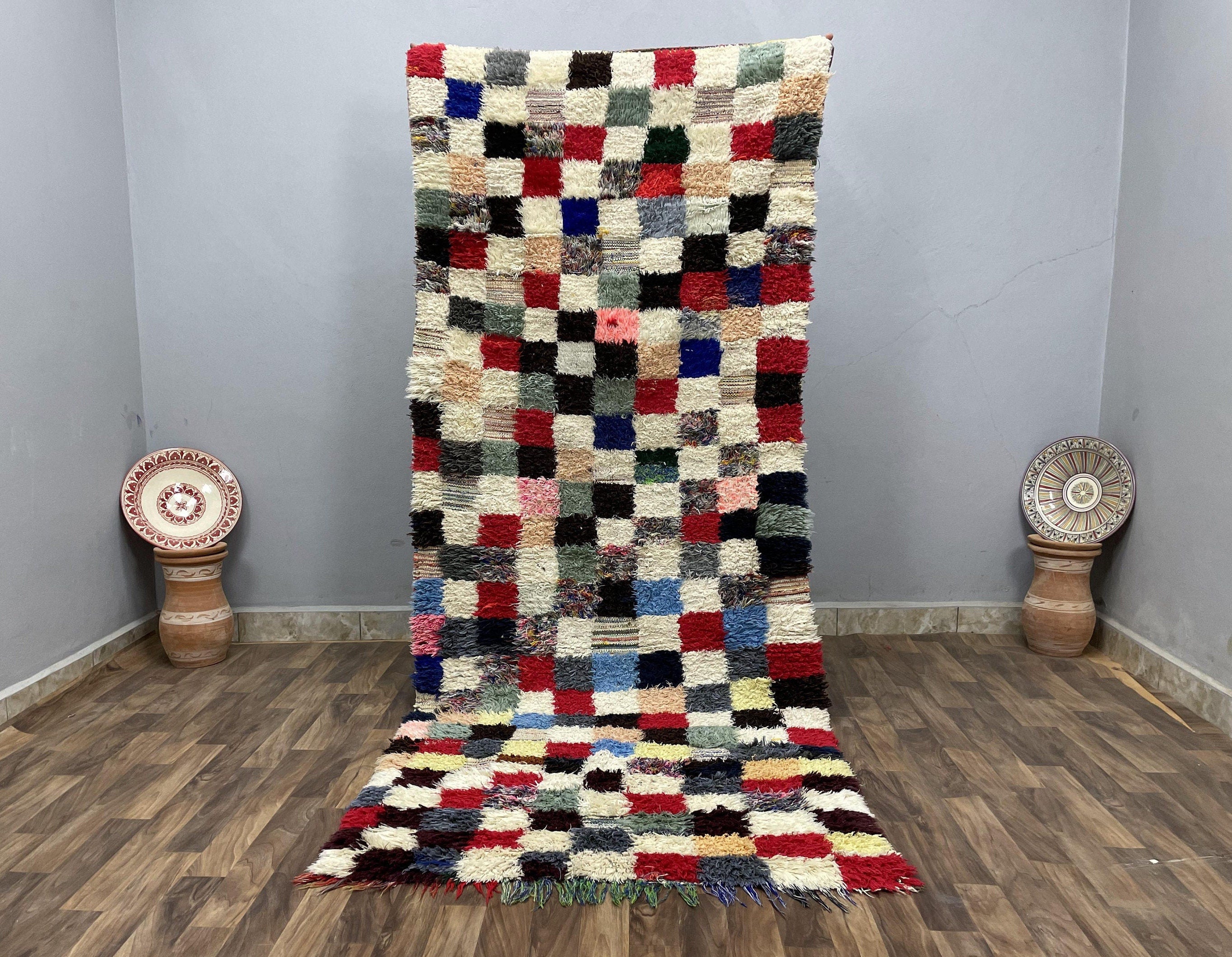 4x8 ft Vintage Checkered Rug