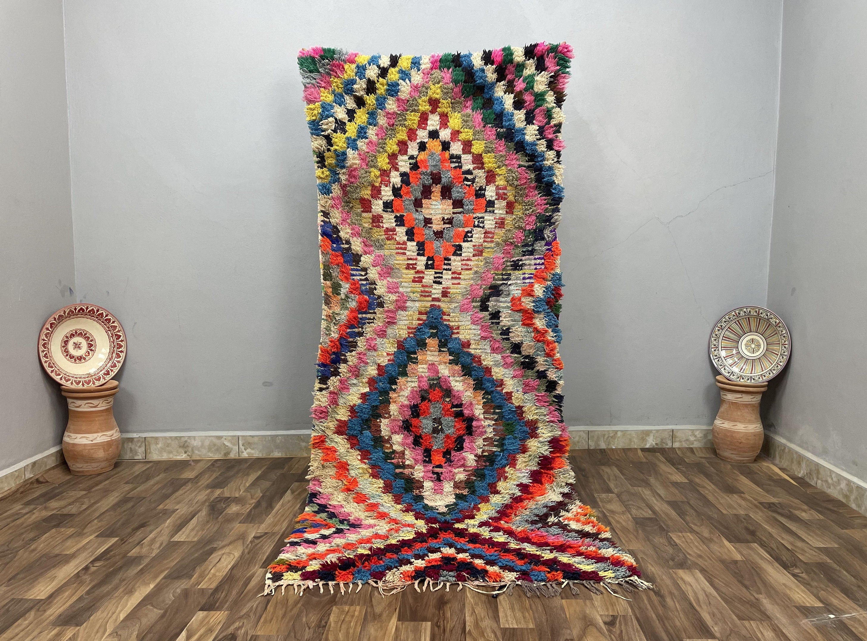 3x8ft Vintage Checkered Rug  Multicolor
