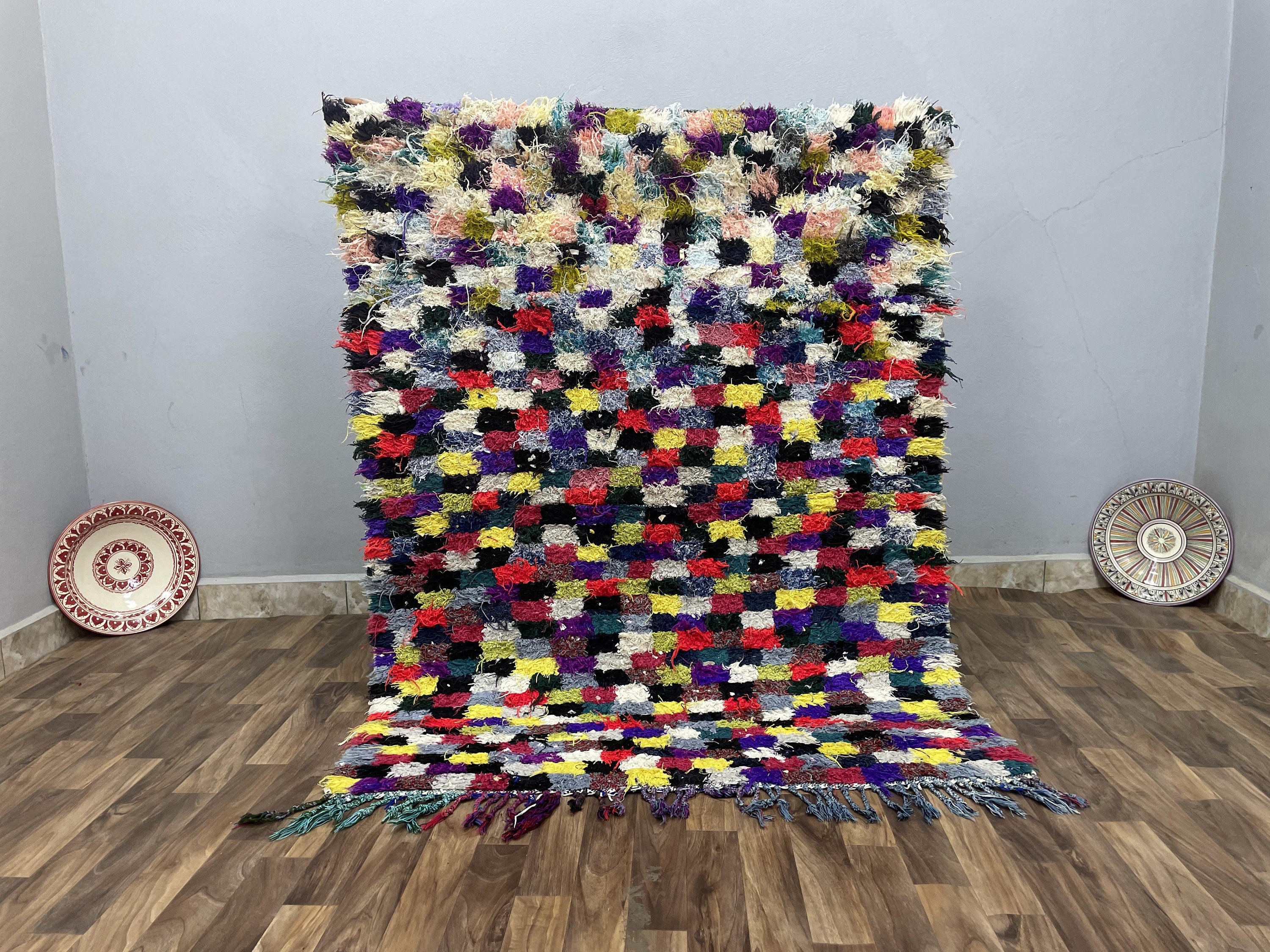 4x5ft Mid Century Moroccan Rug Checkered