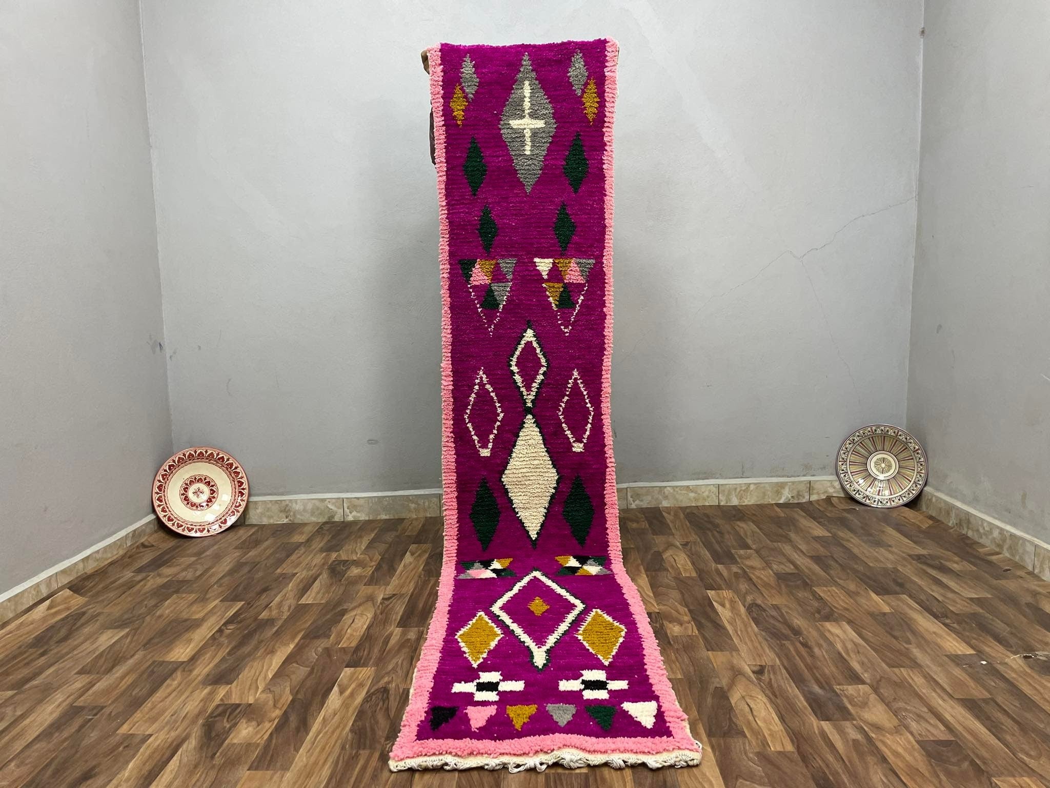 "Moroccan Purple Berber Runner Rug 