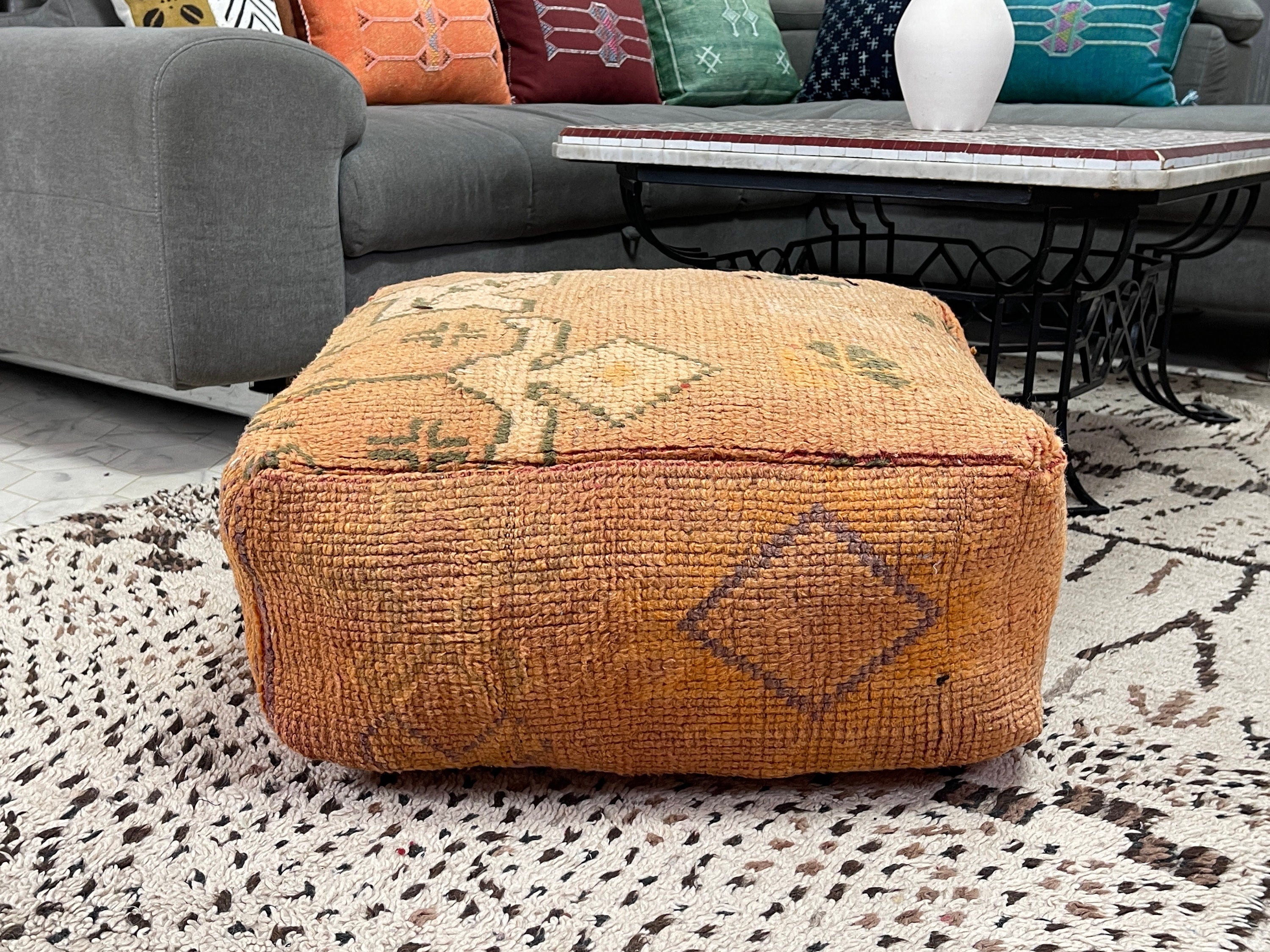 Cactus silk pouf. Moroccan Floor pouf. Handmade berber pouf, ottoman berber sold pouf, decorative cushion. Home decor. Unstuffed pouf.