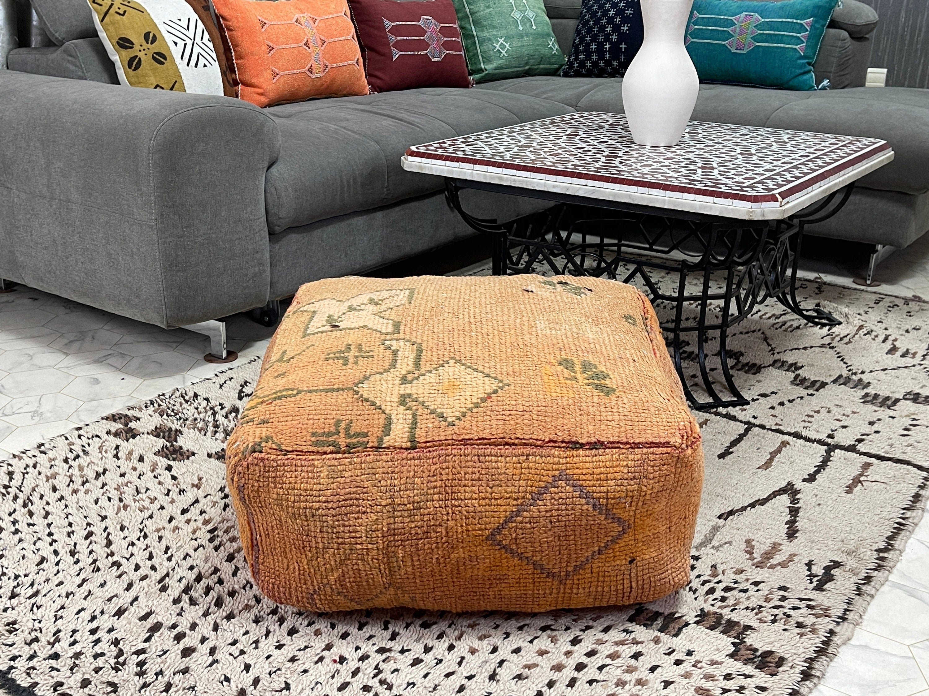 Moroccan tribal pouf - deals Ottoman Kilim Pouf - Square Pouf - Ottoman pillow - Home decor - Moroccan pouf - Decorative pillow - Unstuffed