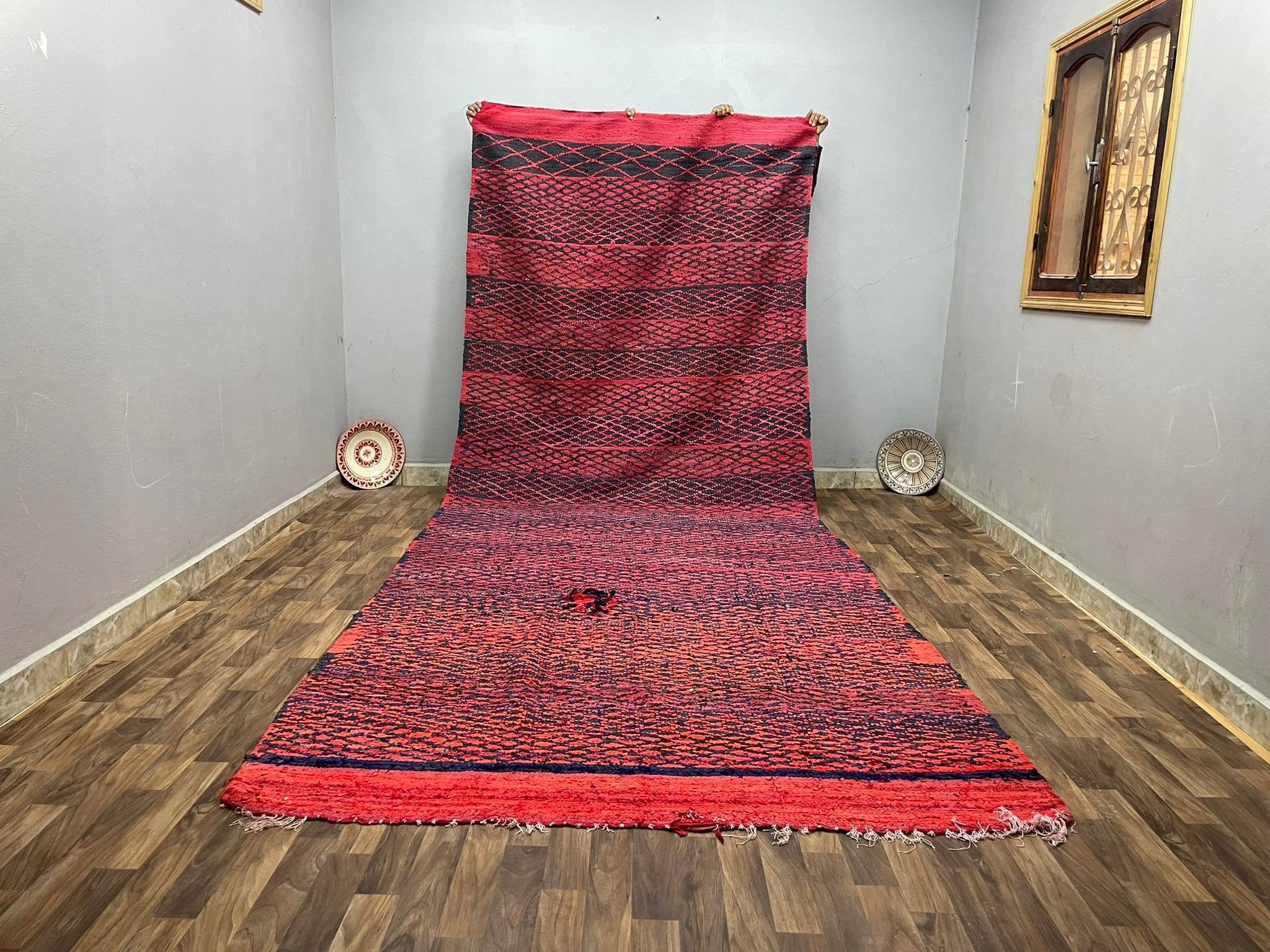 6x15 ft Handmade Kilim Red Area