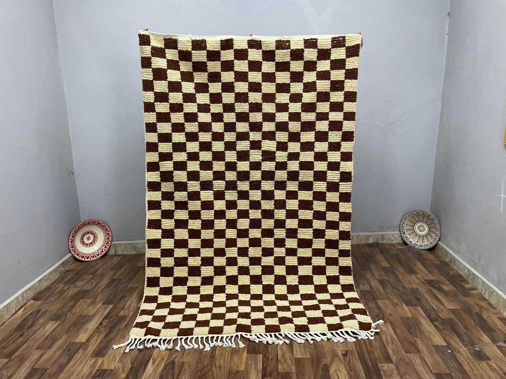 5x7 Handmade Azilal Checkered Rug