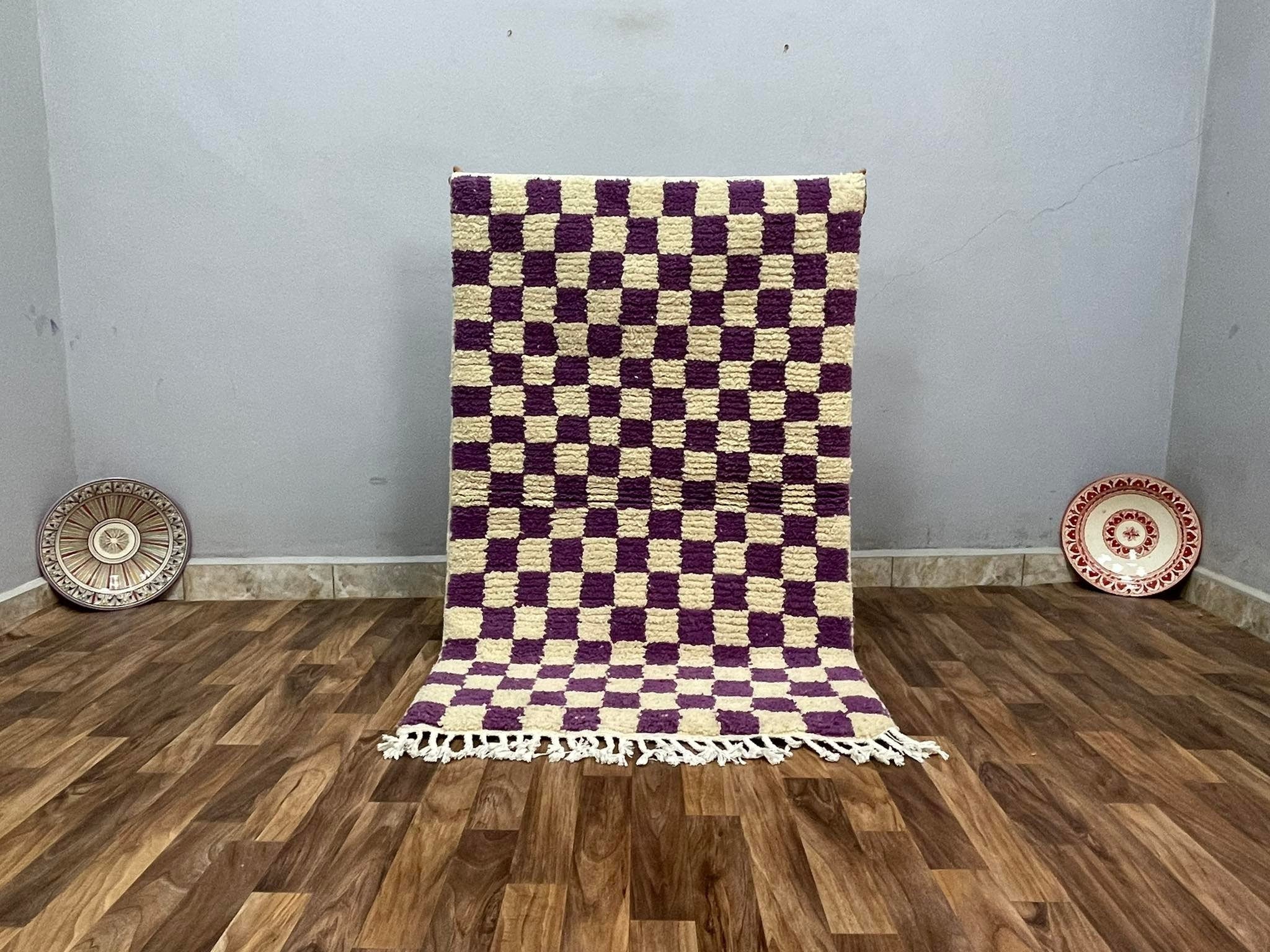 Modern Boho Checkered Handmade Rug